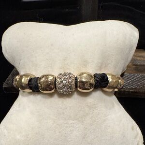 CHICOS Elegant Gold and Black Beaded Bracelet